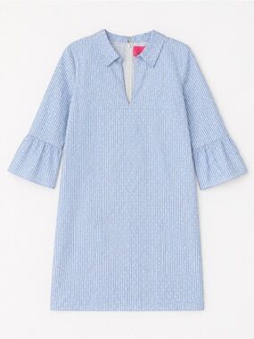 Lilly Pulitzer Sz 12 Blue & White Striped Shift Dress | Lightweight Summer Dress